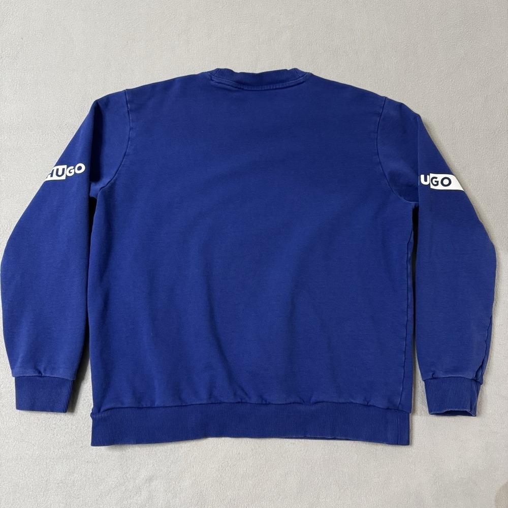 Hugo Boss Sweatshirt Mens XL Blue Logo Sleeve Stripe Sporty Casual Streetwear - Picture 5 of 9